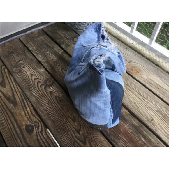 Upcycled Denim Jeans Distressed Hobo Rag Bag - Picture 6 of 8
